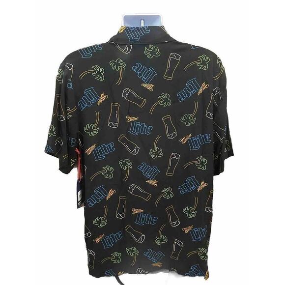 Miller Lite Men’s Small Short Sleeve Button Up Golf Polo Collared Shirt Black - Picture 2 of 5